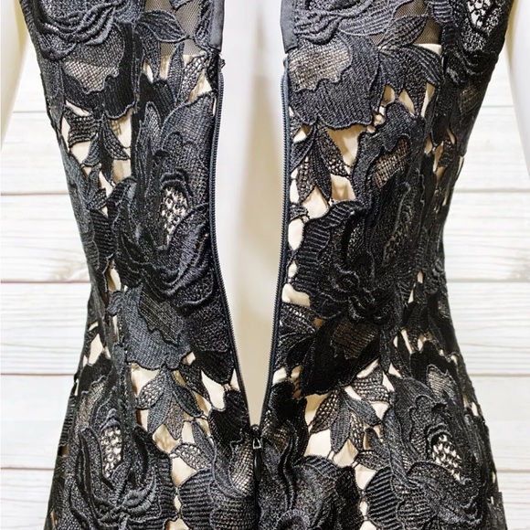 White House Black Market Womens Sheath Black floral Lace Overlay Dress Sz 2 - Picture 5 of 16